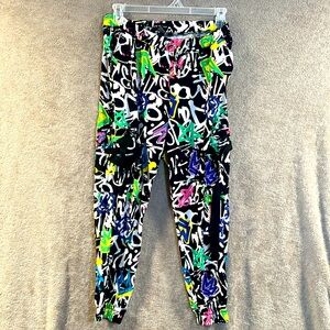 1X Graffiti decorated drawstring joggers